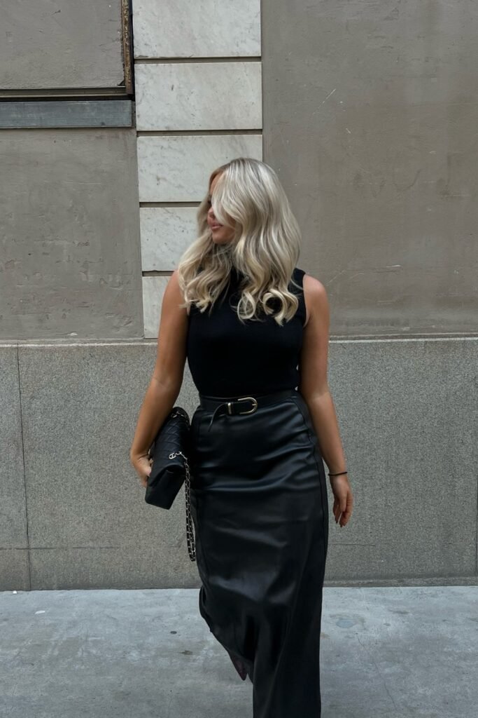 Black Dress + Black Belt + Black Purse