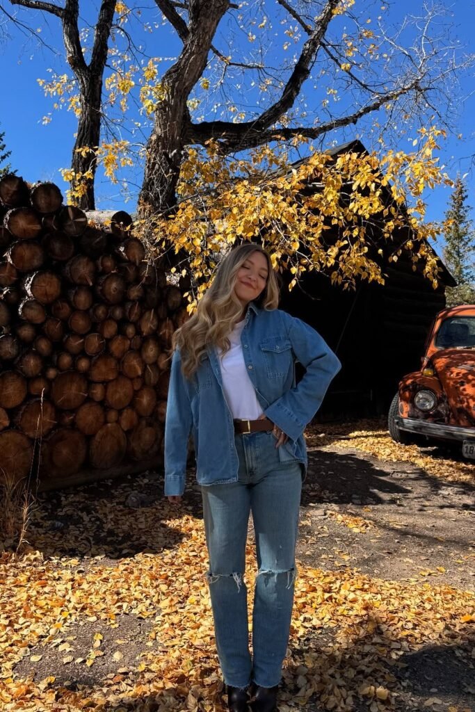 Denim on Denim: Overshirt + Distressed Jeans + White Tee