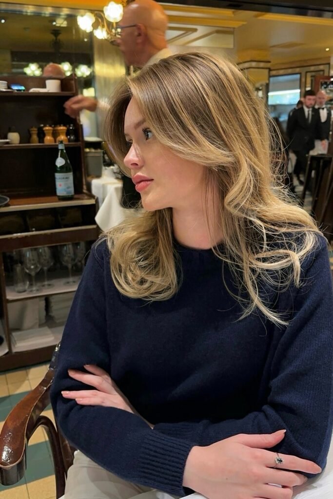 Navy Knit Sweater + Cream Pants