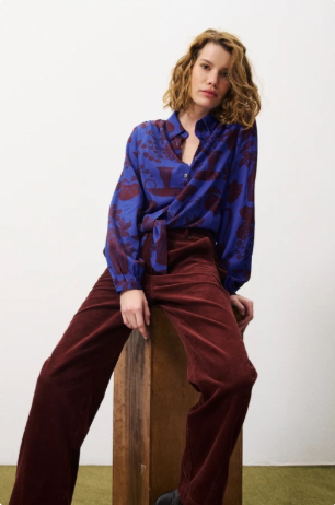 Corduroy Pants with a Silk Shirt