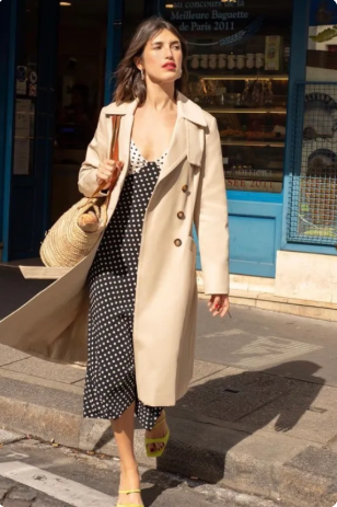 Double-Breasted Coat Over a Simple Outfit