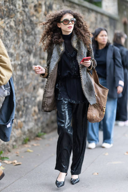 Sequin Top And Black Trousers