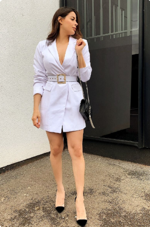 Ankle-Length Dress with a Belt and Blazer