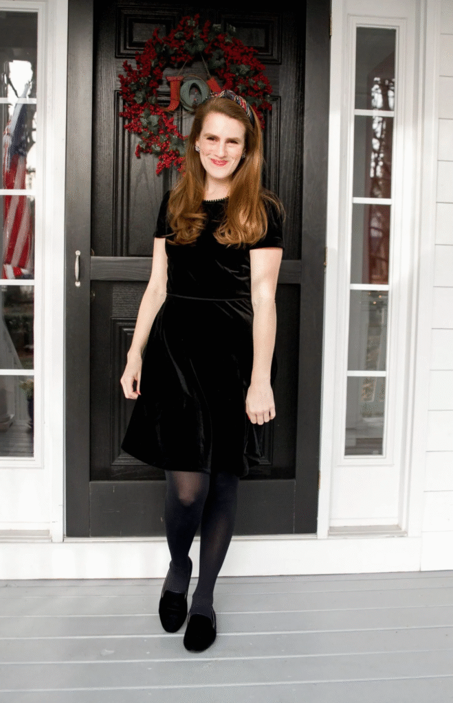 A Classic Little Black Dress With Tights