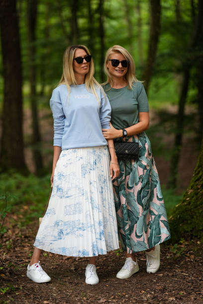 Sweatshirt + Midi Skirt + Sneakers