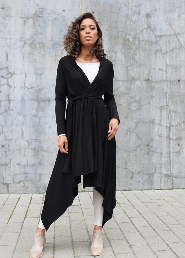 Wrap Dress + Cardigan + Boots