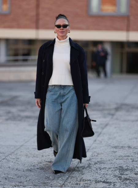 Chunky Turtleneck and Straight Leg Jeans