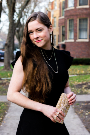 All-Black Office Look with Gold Accessories