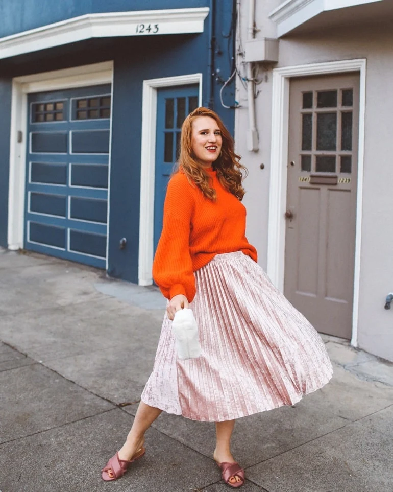 Pleated Skirt and Chunky Sweater