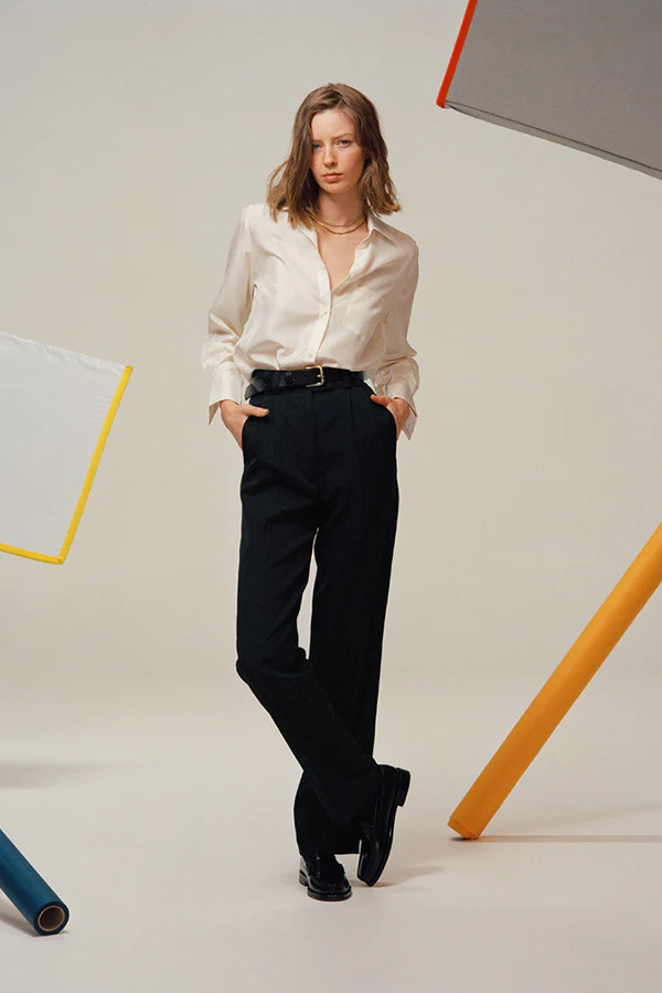 Silk Blouse and Wool Slacks