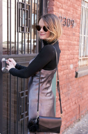 Turtle Neck Layered Under a Slip Dress