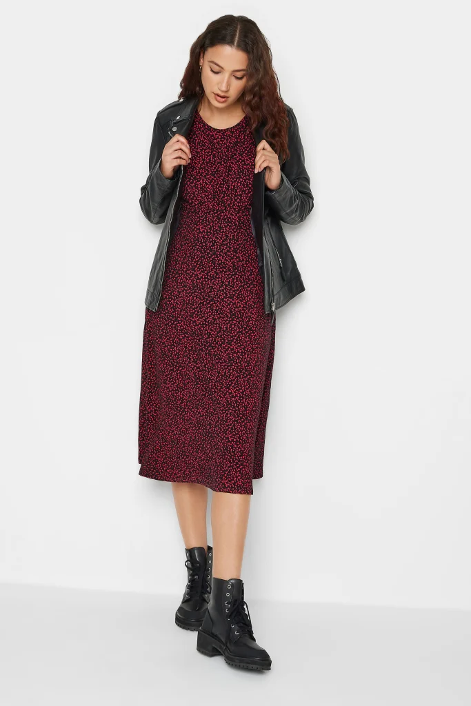 Printed Midi Dress with a Chunky Boot