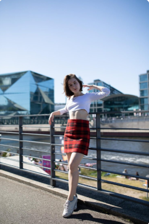 White Tank + Plaid Mini Skirt + Sneakers