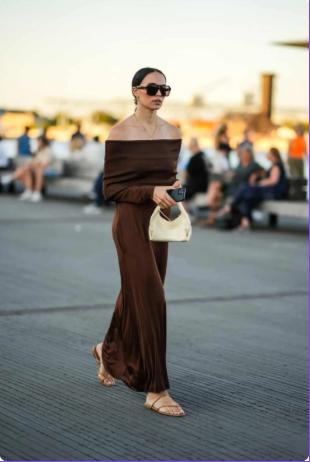 Chocolate Off-Shoulder Top + Maxi Skirt