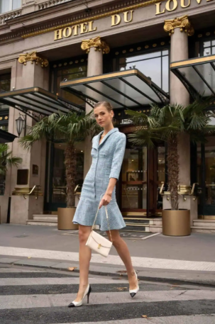 Powder Blue Tweed Dress