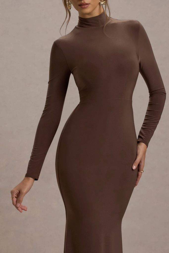 Chocolate Turtleneck Maxi Dress