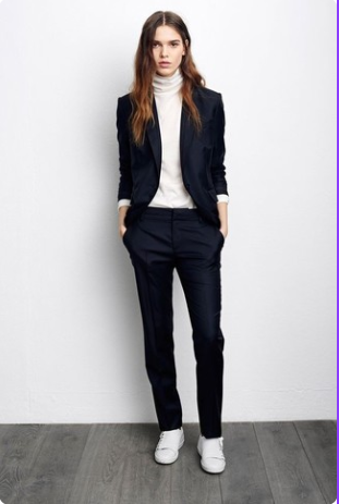Classic Blazer with a Turtleneck and Slim Trousers