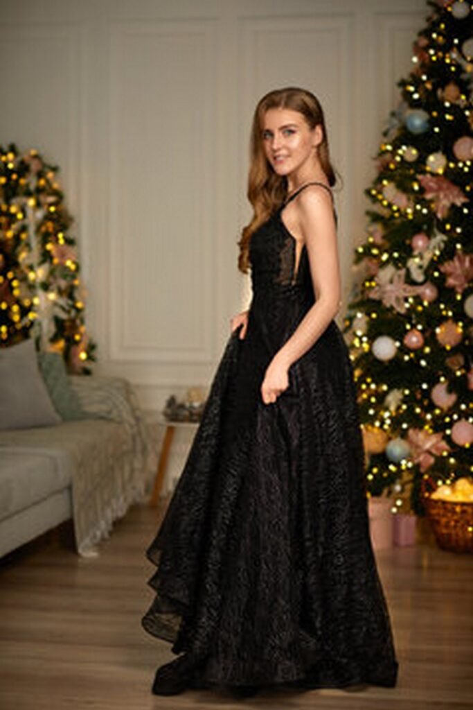 Black Textured Sleeveless Gown with Sheer Details