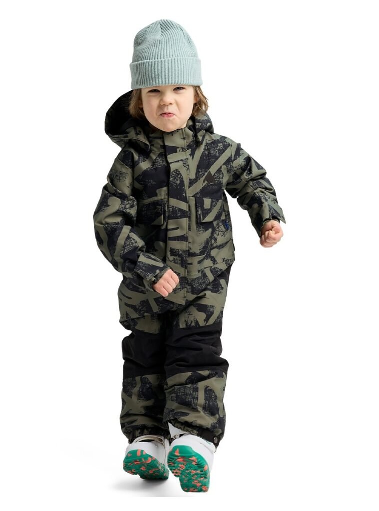 Camouflage Snow Jacket + Matching Snow Pants + Grey Beanie + White Snow Boots