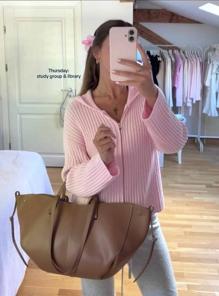 Cozy Pink Zip-Up for Study Sessions