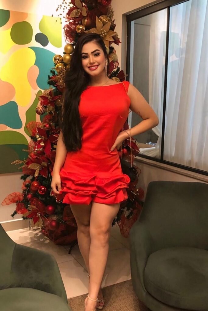 Red Ruffled Mini Dress + Nude Heeled Sandals