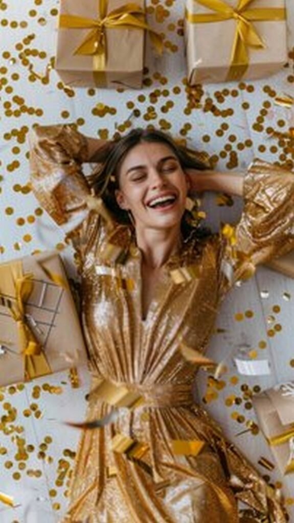 Gold Sequin V-Neck Dress and Heels