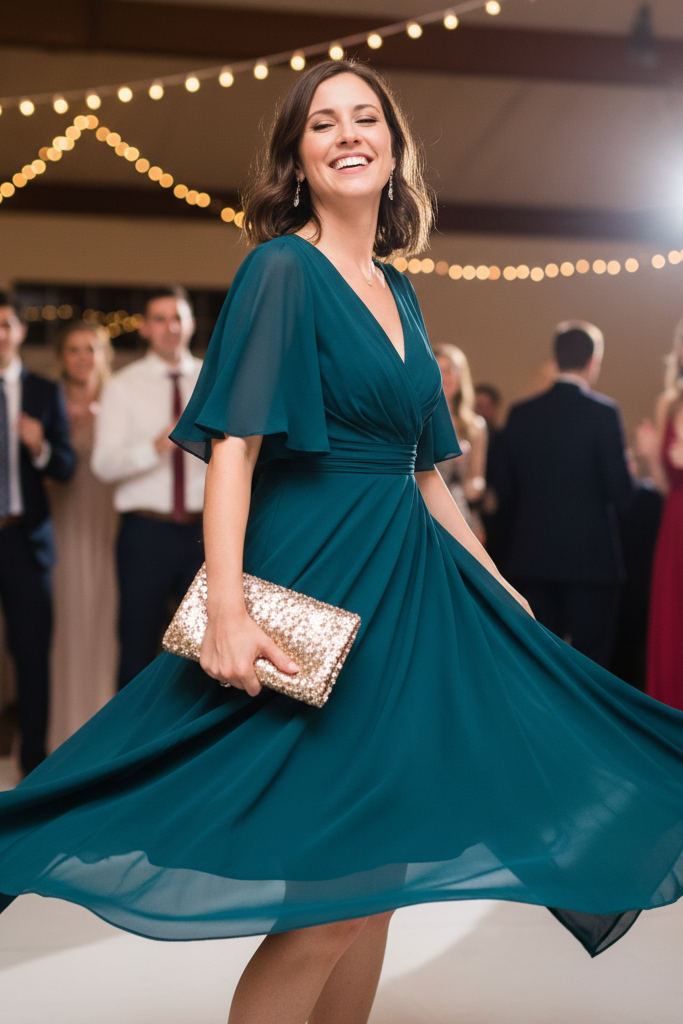 The Deep Teal High-Low Dress + Statement Clutch