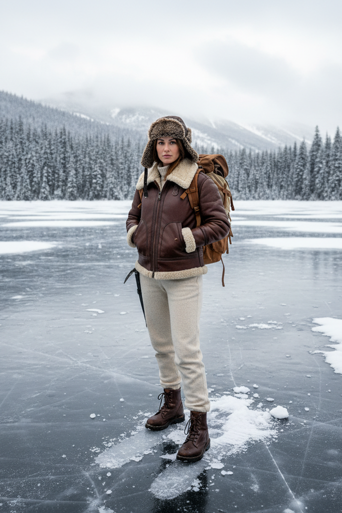 The Faux Fur Aviator Hat & Shearling Coat