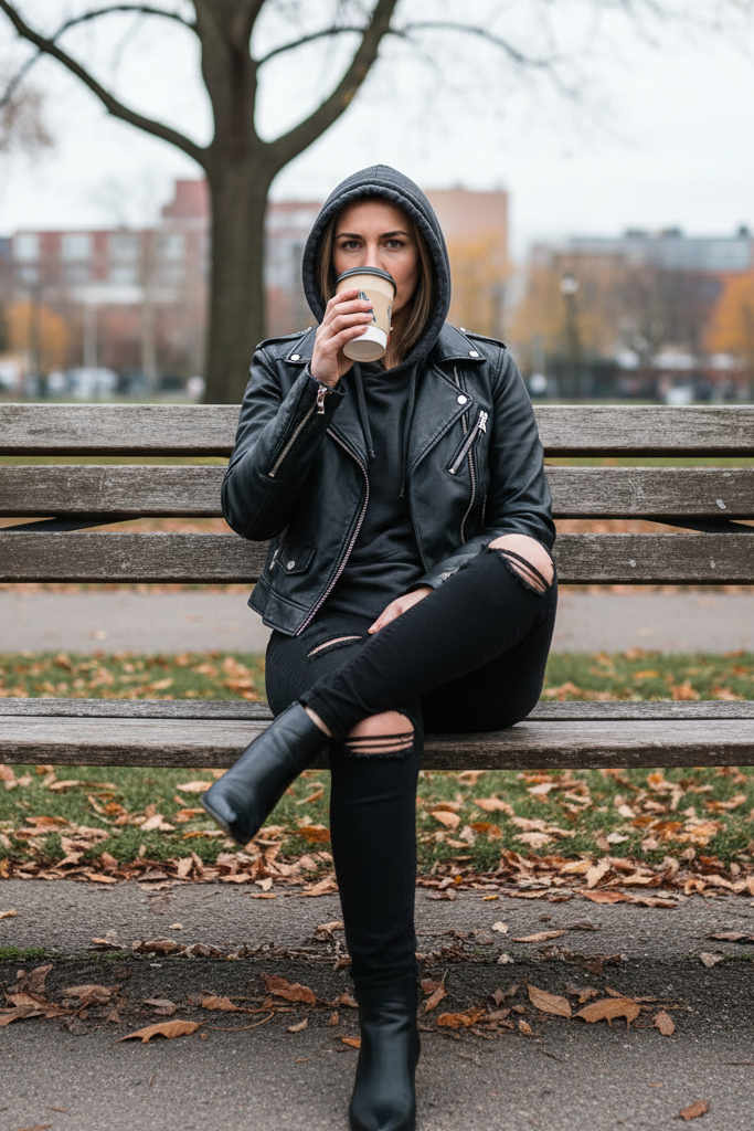 The Hoodie Under Leather Jacket