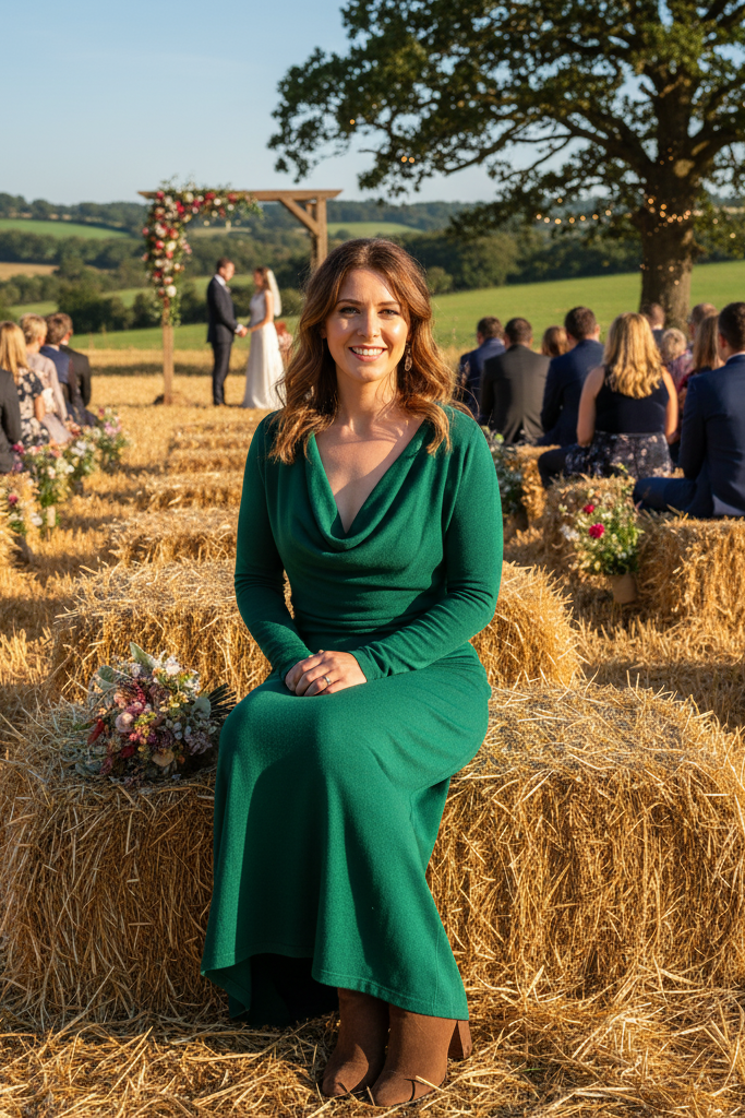 The Jungle Green Cowl Neck + Suede Booties