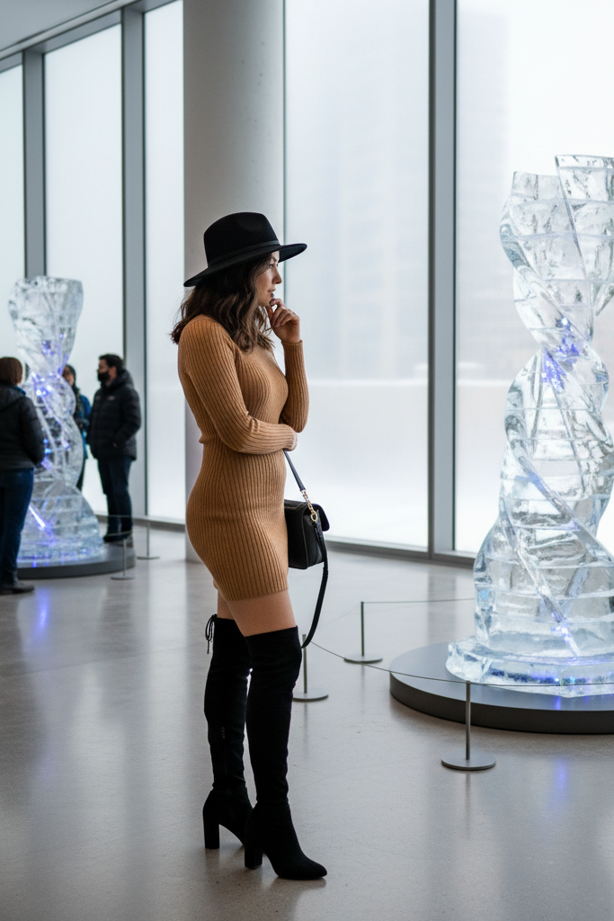 The Mock Neck Sweater Dress & OTK Boots