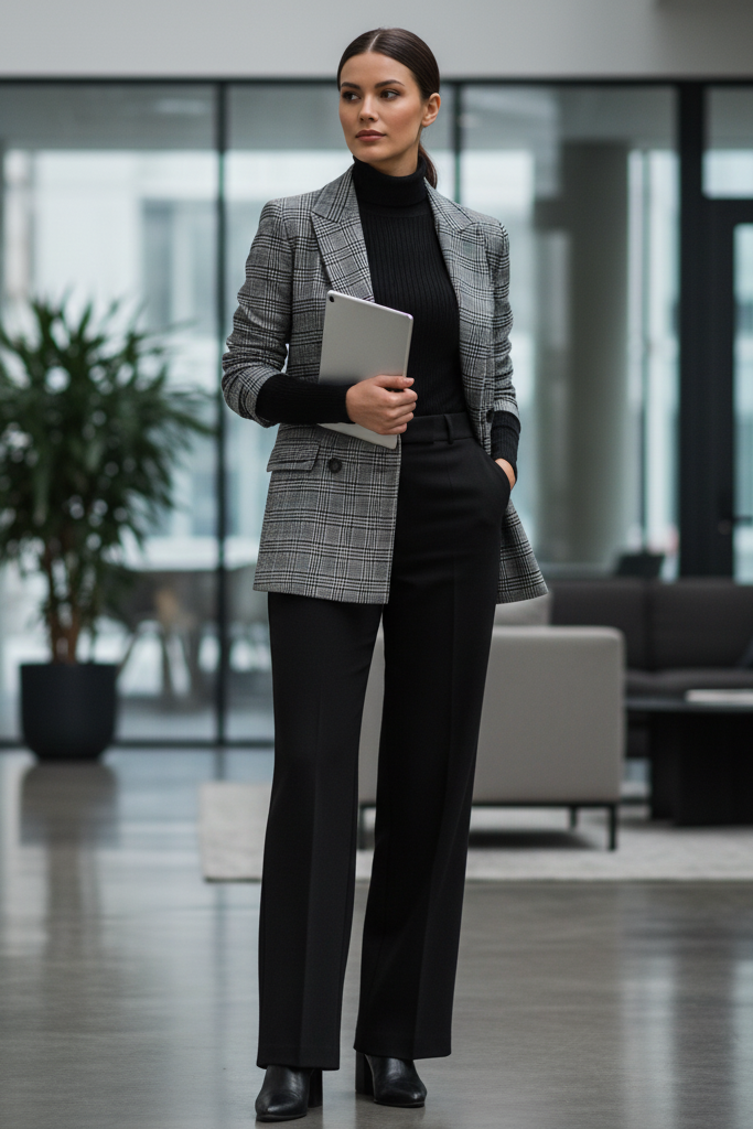 The Turtleneck & Blazer Power Combo