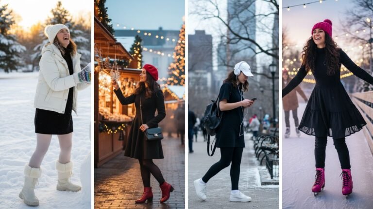 Styling a black dress and what color shoes to choose? Discover 30 warm, stylish winter outfits with different shoe colors for every occasion.