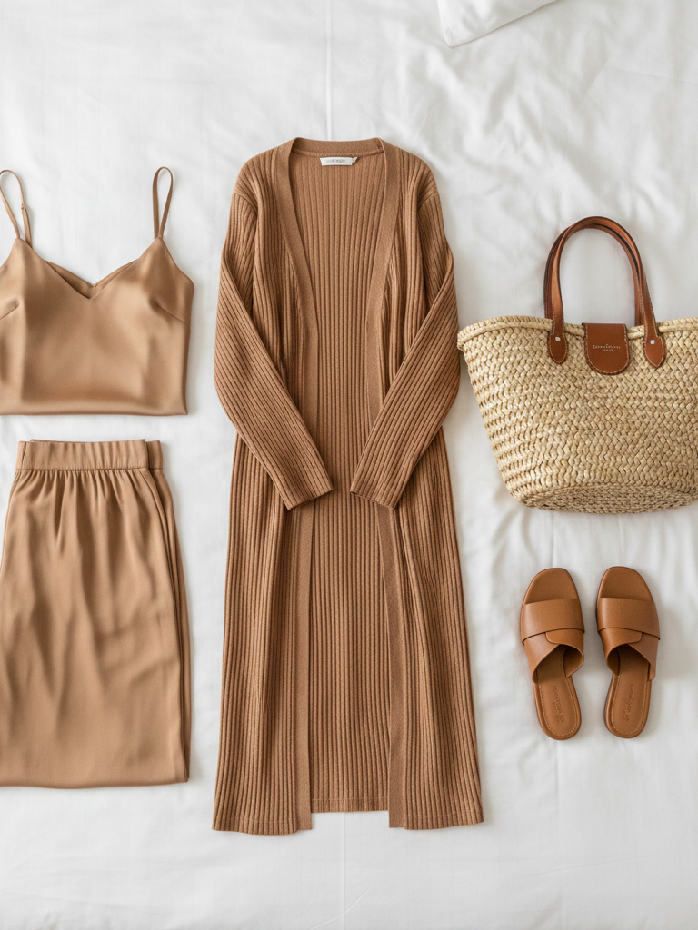 The Layerable Three-Piece Set: Tank, Cardigan, Wide-Leg Pants