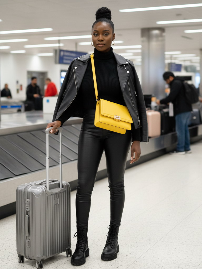 All-Black Everything + Pop of Color Accessory