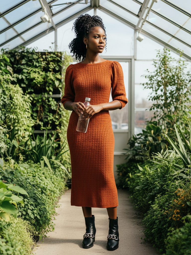 Biodegradable Textured Knit Dress + Modular Boots