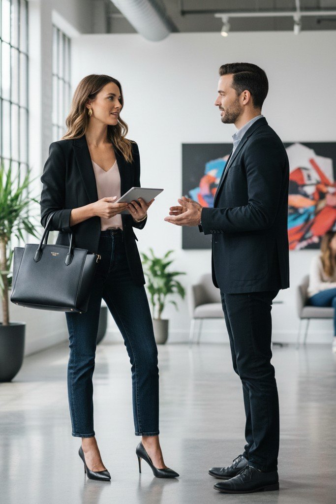 Blazer + Silk Shell + Dark Jeans + Pumps