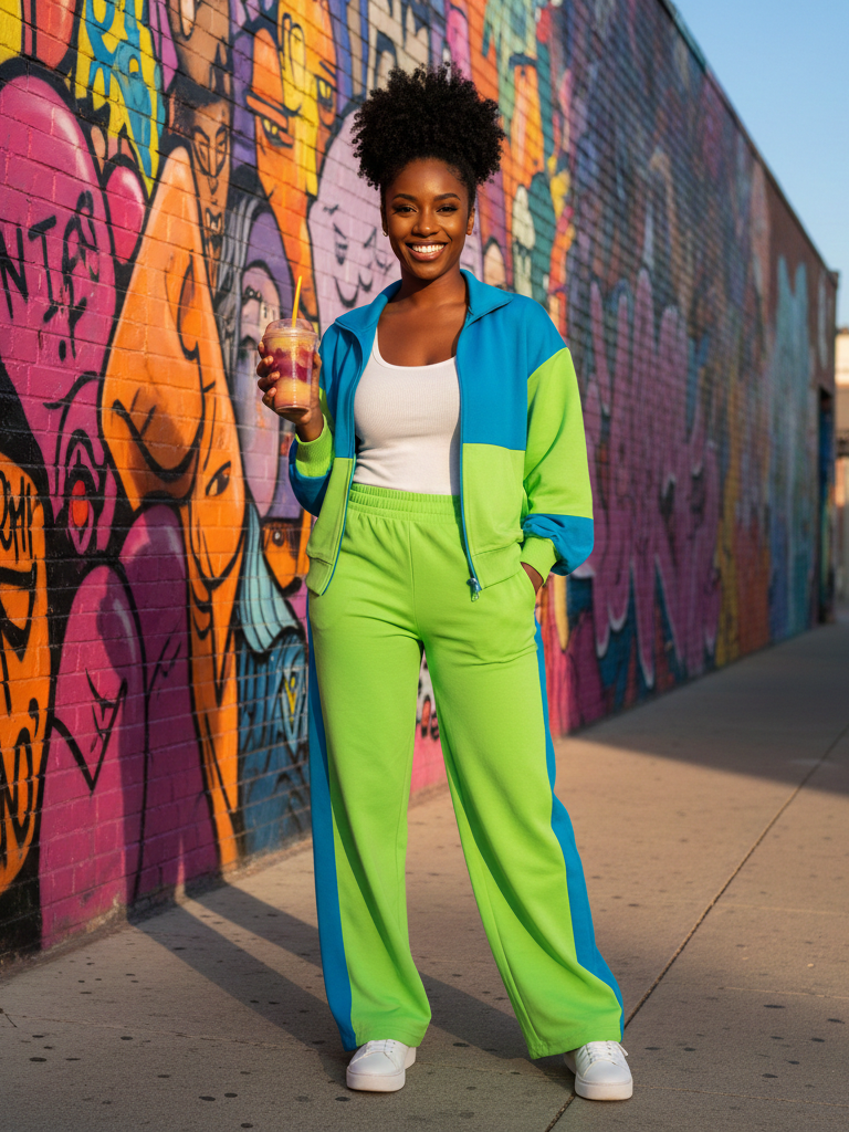 Bright Color Block Set + White Sneakers