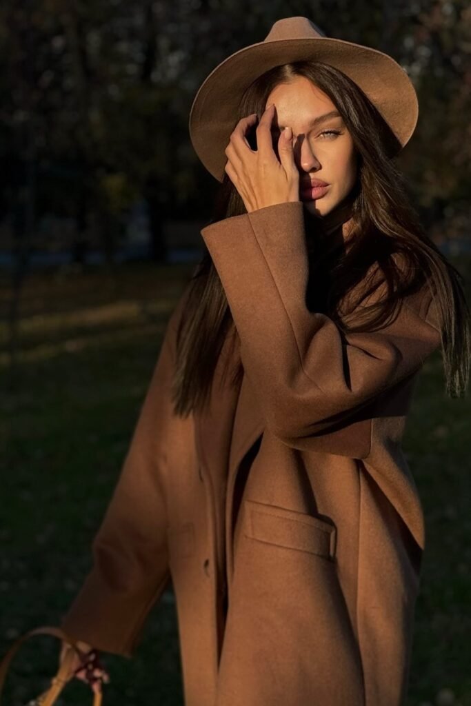 Brown Wool Coat + Matching Felt Fedora Hat