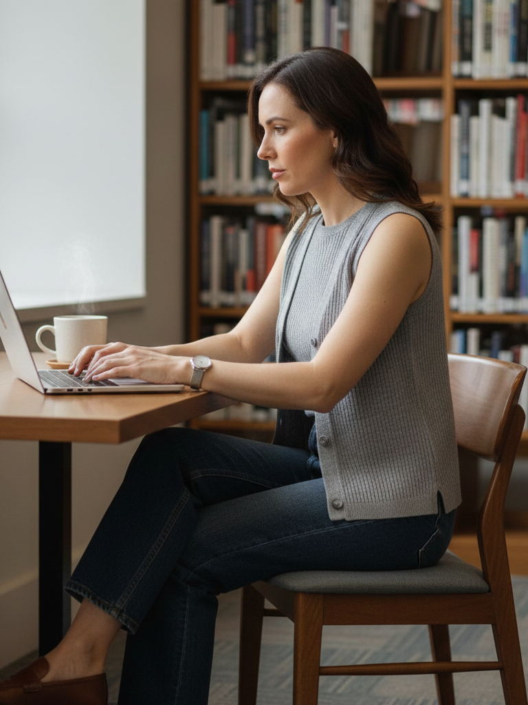 Cardigan Set + Denim + Loafers