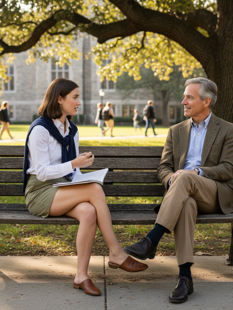 Collared Shirt + Sweater Tied Over Shoulders + Tailored Shorts + Mules