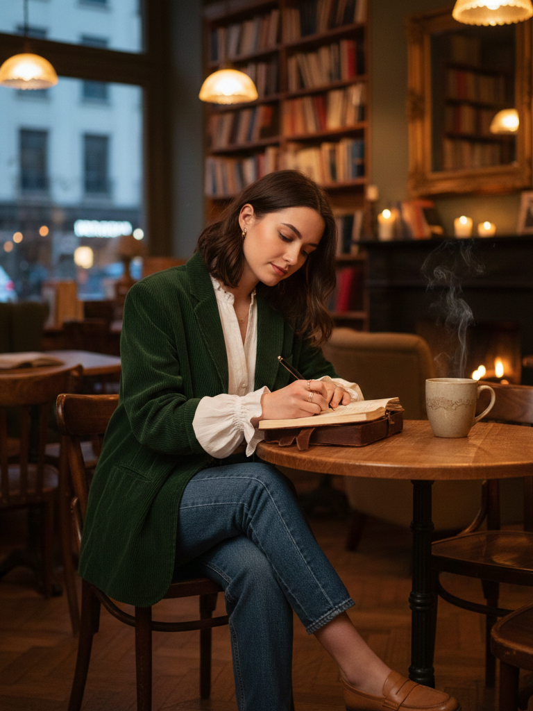 Corduroy Jacket & Poetry Blouse