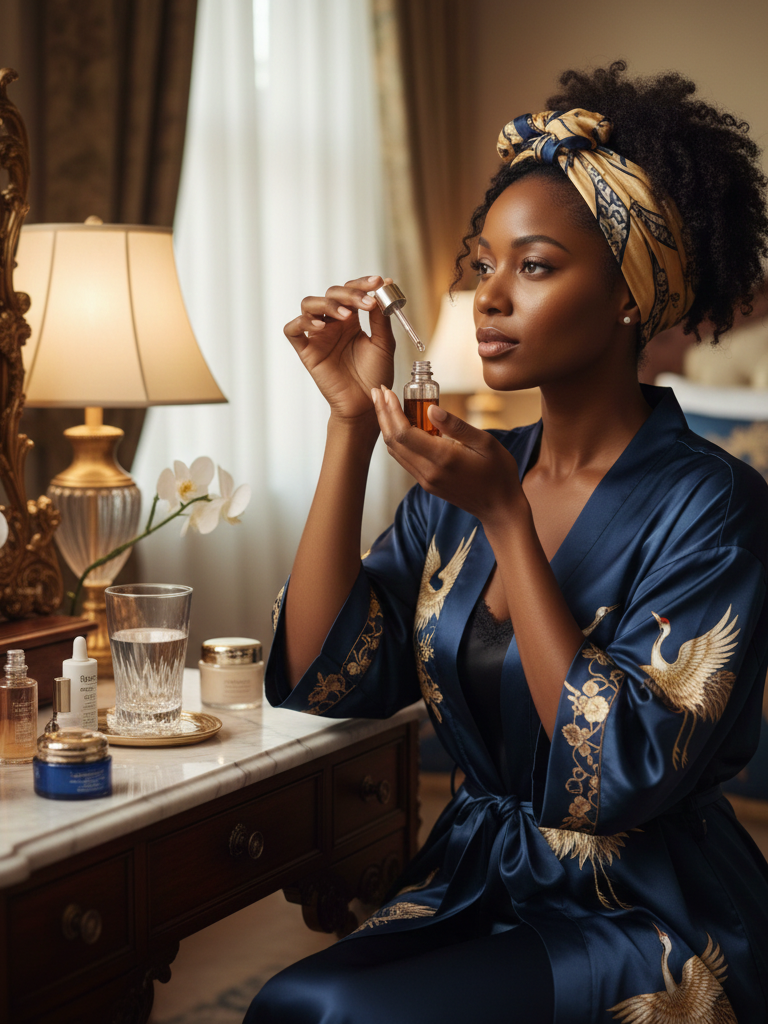 Embroidered Robe + Silk Slip + Head Wrap