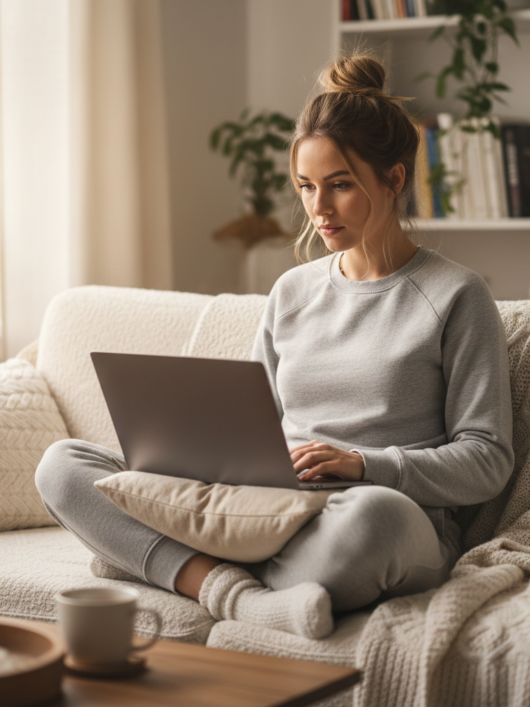 Fitted Sweatshirt + Joggers + Slippers