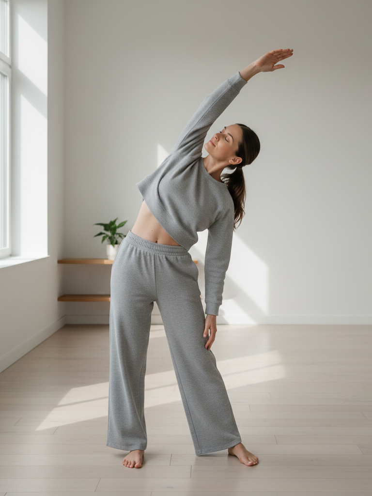 Fitted Sweatshirt + Wide-Leg Sweatpants