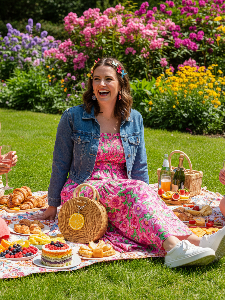 Floral Maxi Dress & Modern Denim Jacket