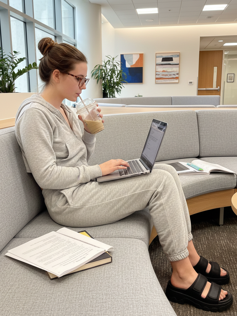 Jogger Sweatpants + Cropped Hoodie + Platform Sandals
