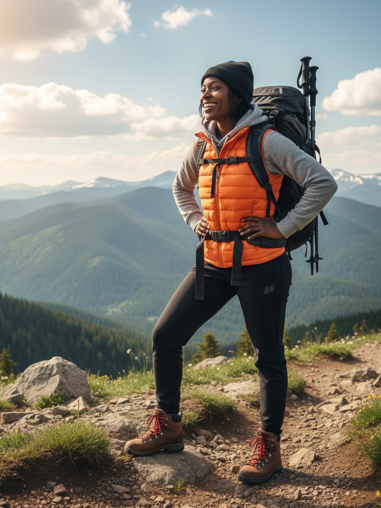 Joggers + Hoodie + Puffer Vest + Beanie
