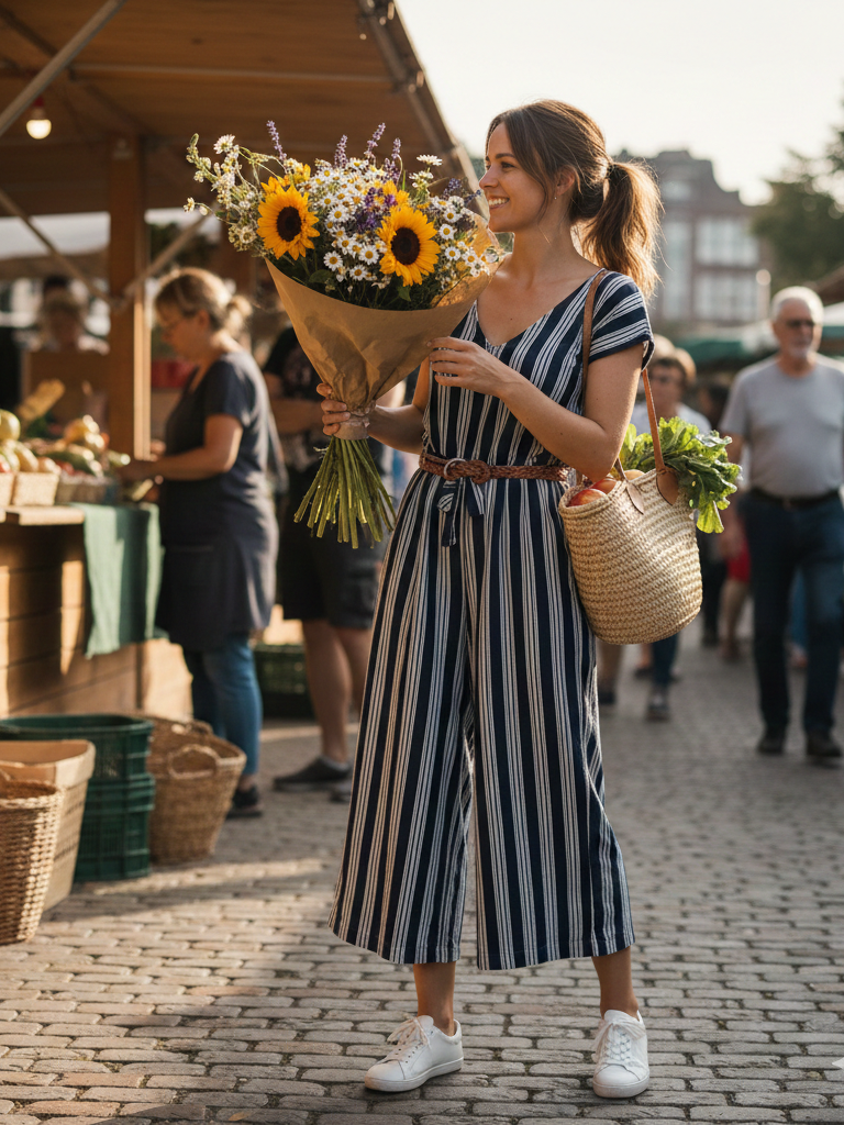 Jumpsuit + Belt + Sneakers