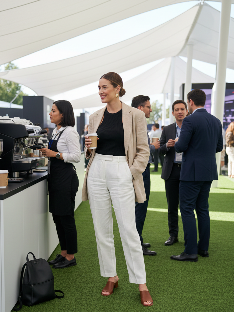 Knit Tank + Linen Blazer + Trousers